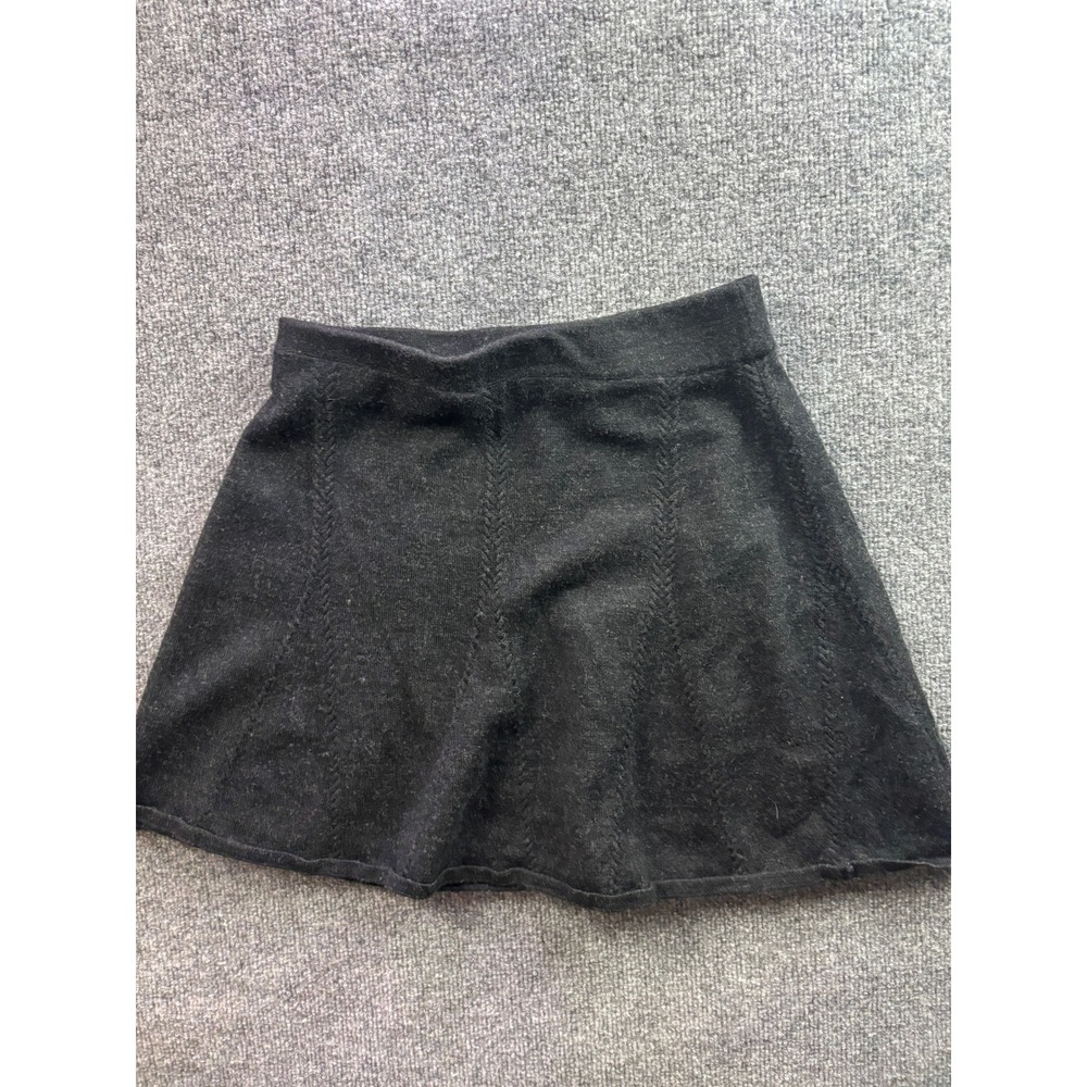 Krimson Klover Sweater Skirt Womens S Gray 100% Merino Wool Cable Knit Mini